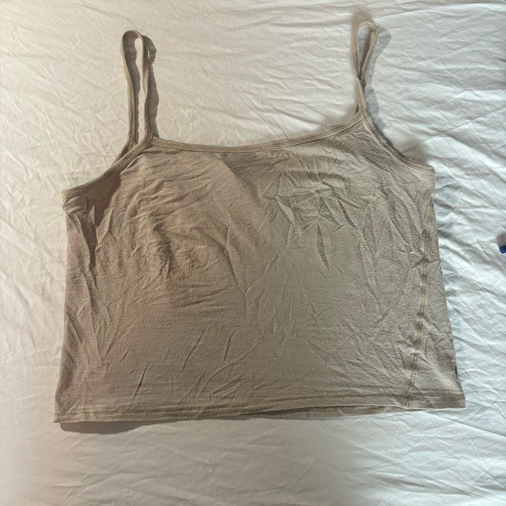 Tan Skim Straight Neck Cropped Cami